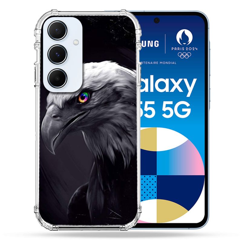 Coque Renforcé Pour Samsung Galaxy A55 5G Animal Aigle Royal Noir