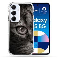 Coque Renforcé Pour Samsung Galaxy A55 5G Animal Chat Gris