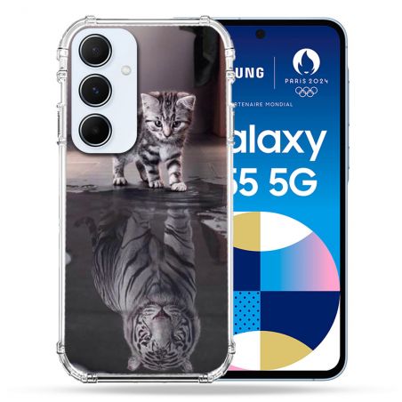 Coque Renforcé Pour Samsung Galaxy A55 5G Animal Chat Reflet