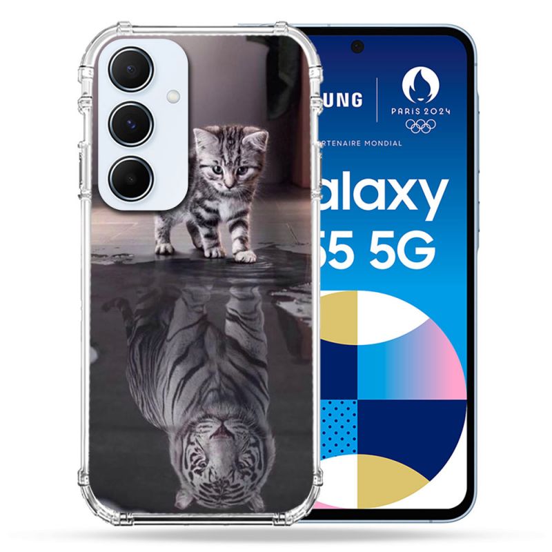 Coque Renforcé Pour Samsung Galaxy A55 5G Animal Chat Reflet