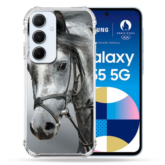 Coque Renforcé Pour Samsung Galaxy A55 5G Animal Cheval Blanc