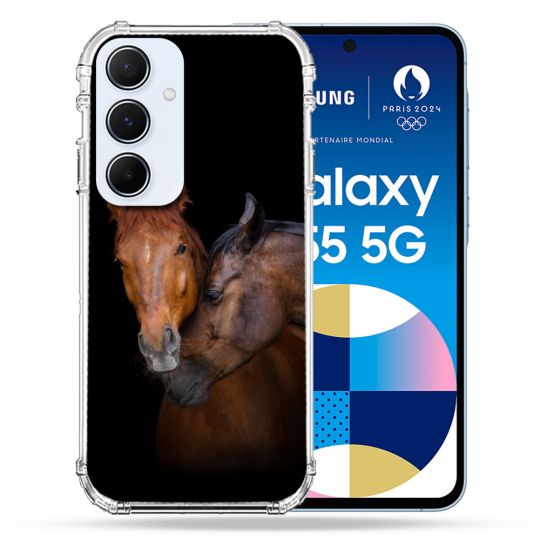 Coque Renforcé Pour Samsung Galaxy A55 5G Animal Cheval Marron