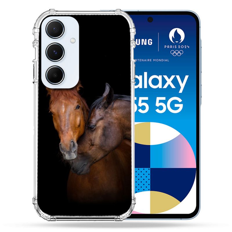 Coque Renforcé Pour Samsung Galaxy A55 5G Animal Cheval Marron
