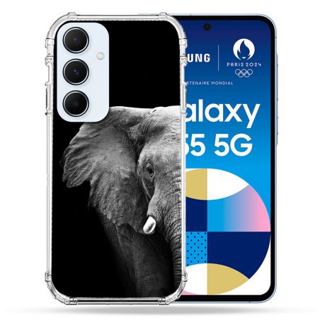 Coque Renforcé Pour Samsung Galaxy A55 5G Animal Elephant Noir