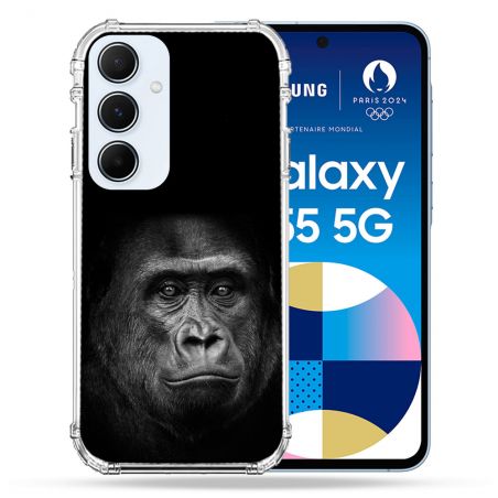 Coque Renforcé Pour Samsung Galaxy A55 5G Animal Gorille Noir
