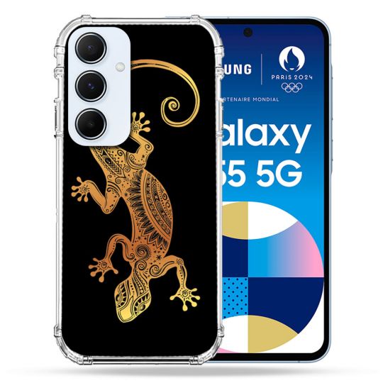 Coque Renforcé Pour Samsung Galaxy A55 5G Animal Lezard Noir