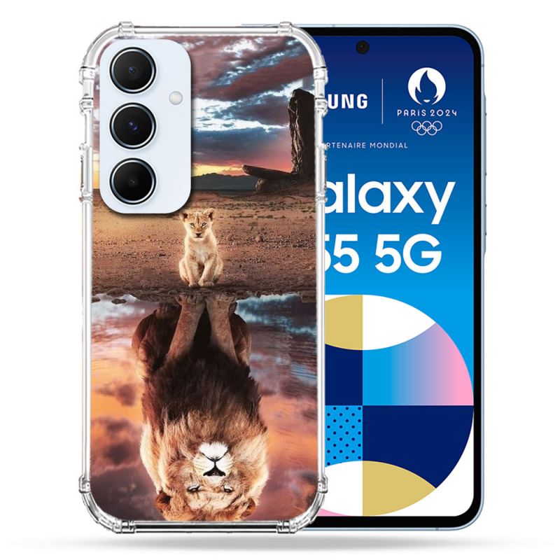 Coque Renforcé Pour Samsung Galaxy A55 5G Animal Lion Reflet