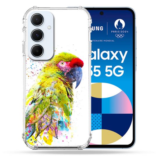 Coque Renforcé Pour Samsung Galaxy A55 5G Animal Perroquet Jaune