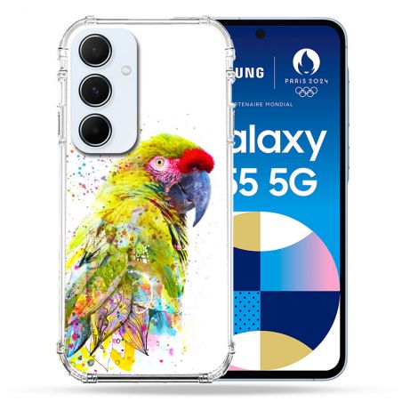Coque Renforcé Pour Samsung Galaxy A55 5G Animal Perroquet Jaune