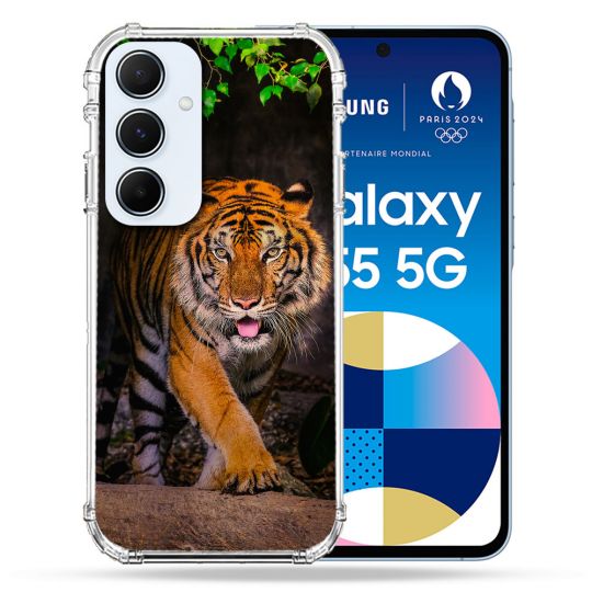 Coque Renforcé Pour Samsung Galaxy A55 5G Animal Tigre Jungle