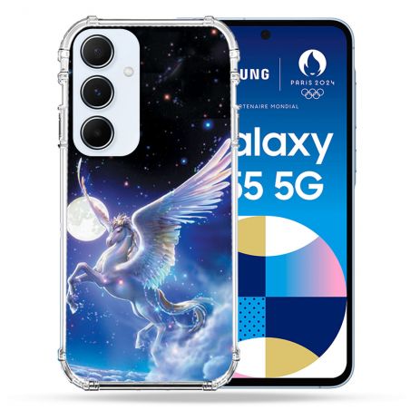 Coque Renforcé Pour Samsung Galaxy A55 5G Fantastique Licorne Céleste
