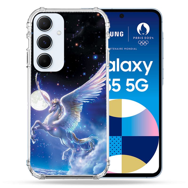 Coque Renforcé Pour Samsung Galaxy A55 5G Fantastique Licorne Céleste