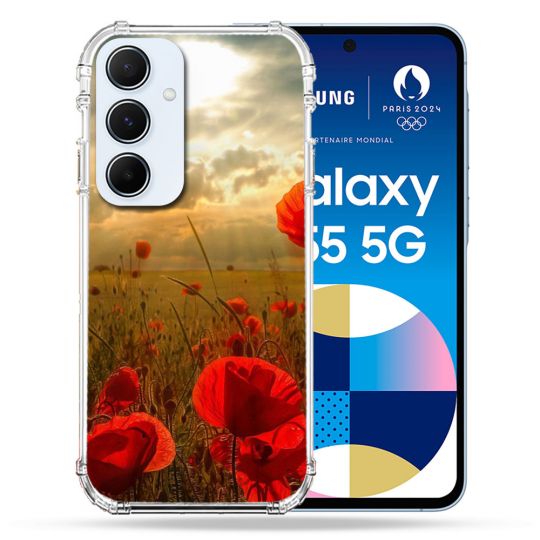 Coque Renforcé Pour Samsung Galaxy A55 5G Fleur Coquelicot