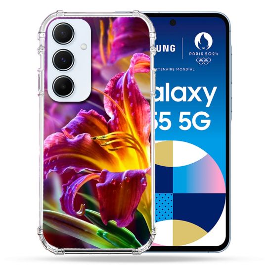 Coque Renforcé Pour Samsung Galaxy A55 5G Fleur Lys Color