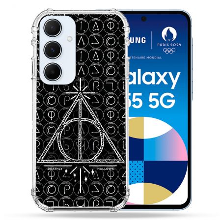 Coque Renforcé Pour Samsung Galaxy A55 5G Harry Potter Hollows Triangle Noir