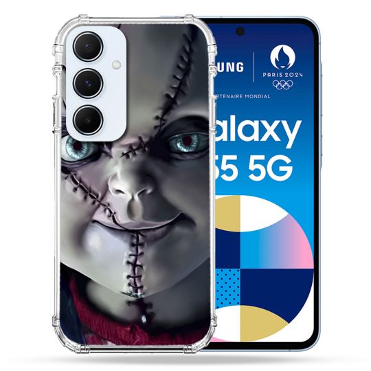 Coque Renforcé Pour Samsung Galaxy A55 5G Horreur Chucky Cicatrice