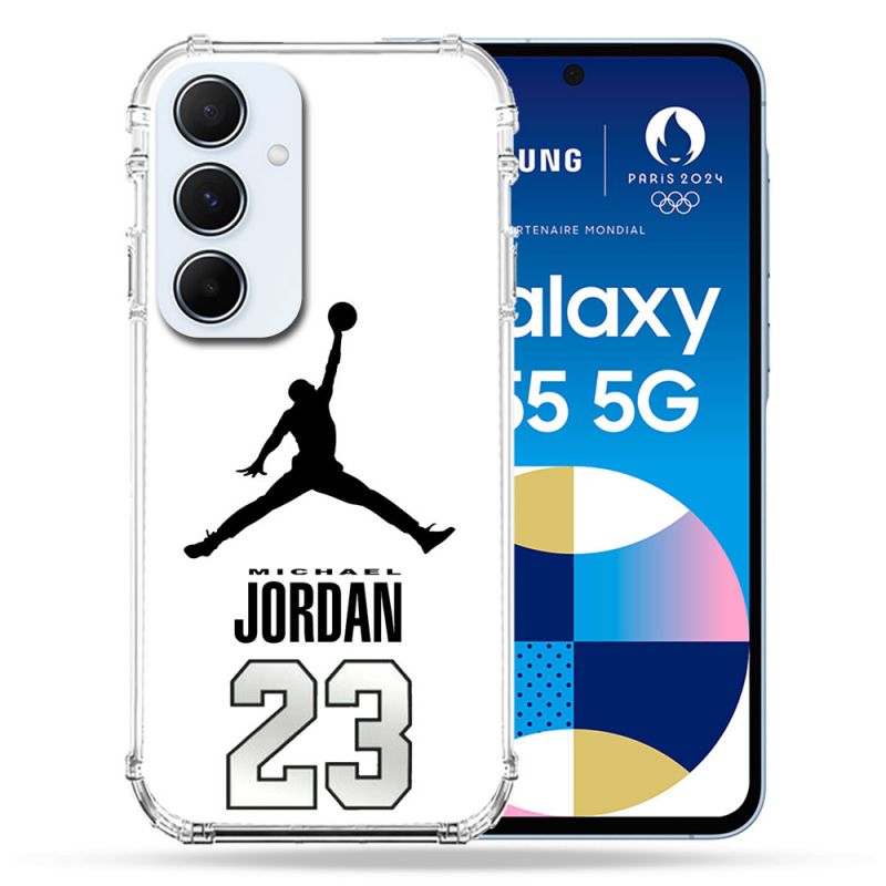 Coque Renforcé Pour Samsung Galaxy A55 5G Jordan 23 Blanc
