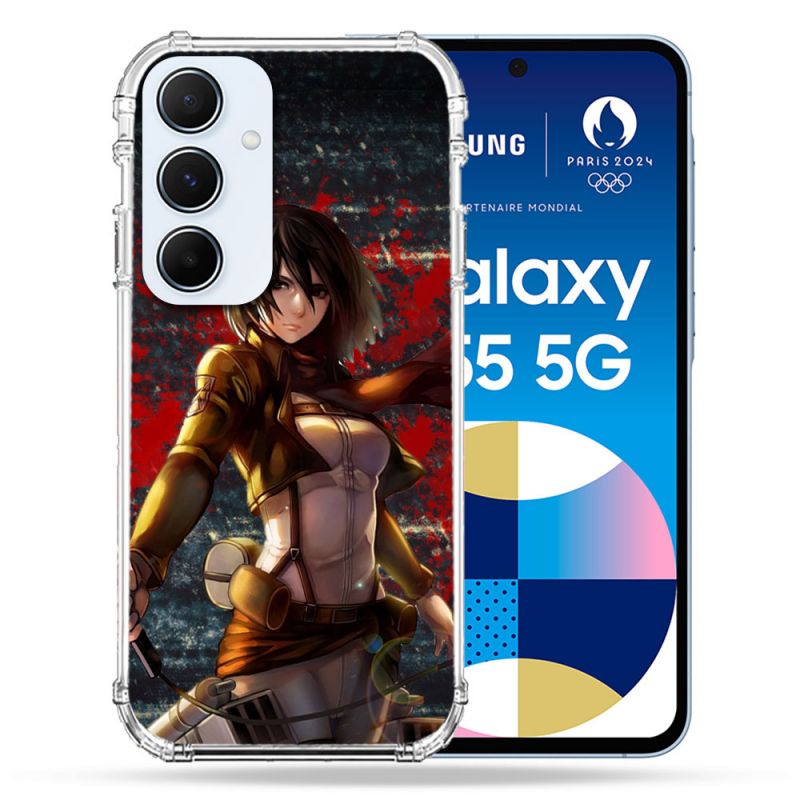 Coque Renforcé Pour Samsung Galaxy A55 5G Manga Attaque Titans Mikasa