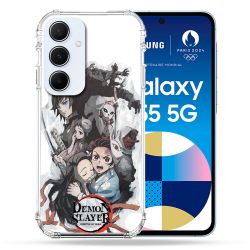 Coque Renforcé Pour Samsung Galaxy A55 5G Manga Demon Slayer Blanc