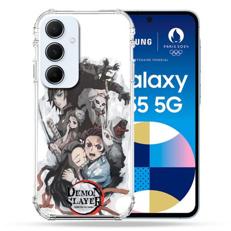 Coque Renforcé Pour Samsung Galaxy A55 5G Manga Demon Slayer Blanc