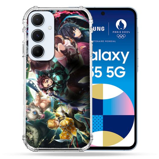 Coque Renforcé Pour Samsung Galaxy A55 5G Manga Demon Slayer Groupe