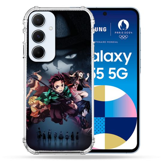 Coque Renforcé Pour Samsung Galaxy A55 5G Manga Demon Slayer Noir