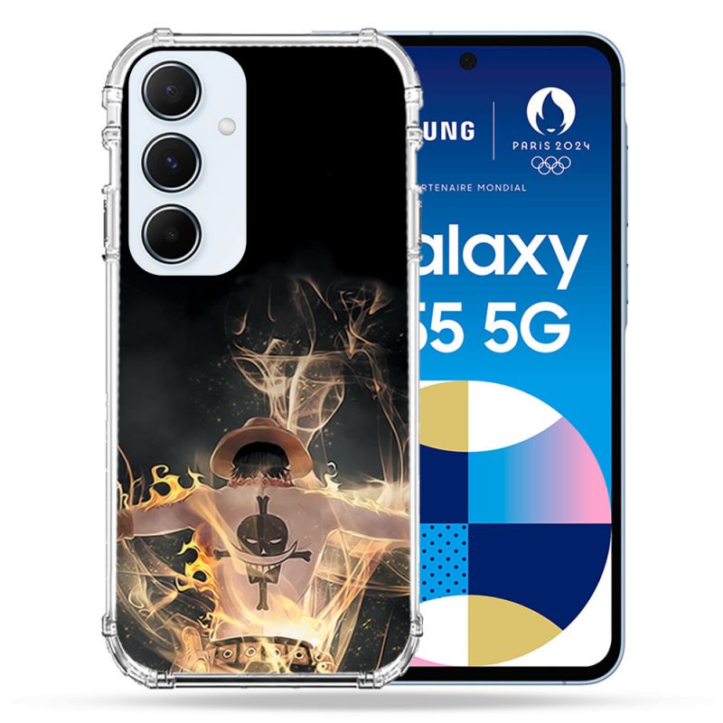 Coque Renforcé Pour Samsung Galaxy A55 5G Manga One Piece Ace Noir