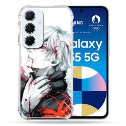Coque Renforcé Pour Samsung Galaxy A55 5G Manga Tokyo Ghoul Kaneki Blanc