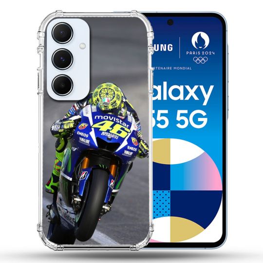 Coque Renforcé Pour Samsung Galaxy A55 5G Moto Course GP Wheeling 46