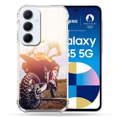 Coque Renforcé Pour Samsung Galaxy A55 5G Moto Cross Soleil