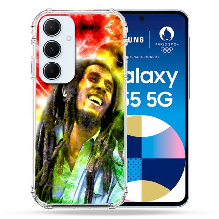 Coque Renforcé Pour Samsung Galaxy A55 5G Musique Bob Marley Color