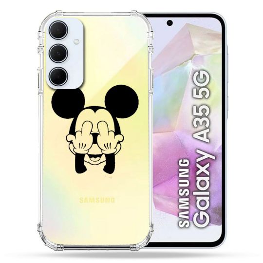 Coque Renforcé Transparente Pour Samsung Galaxy A35 5G Mickey doigt