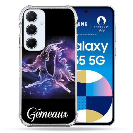 Coque Renforcé Pour Samsung Galaxy A55 5G Signe Zodiaque 2 Gémeaux