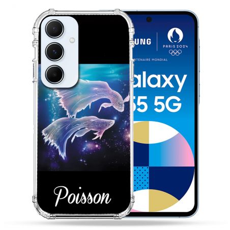Coque Renforcé Pour Samsung Galaxy A55 5G Signe Zodiaque 2 Poisson