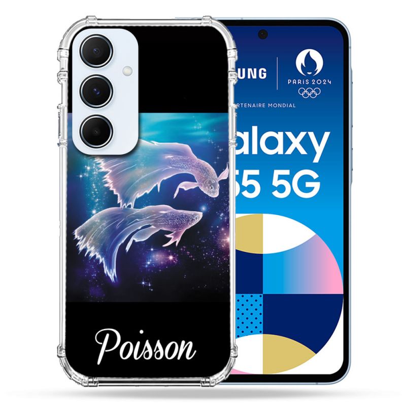 Coque Renforcé Pour Samsung Galaxy A55 5G Signe Zodiaque 2 Poisson