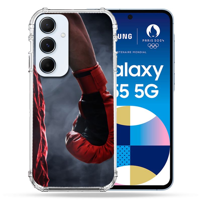 Coque Renforcé Pour Samsung Galaxy A55 5G Sport Boxe Gant Rouge