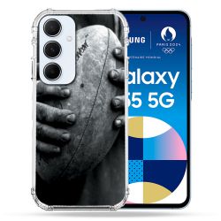 Coque Renforcé Pour Samsung Galaxy A55 5G Sport Rugby Ballon Vintage
