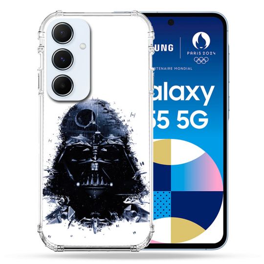 Coque Renforcé Pour Samsung Galaxy A55 5G Star Wars - Dark Vador Blanc