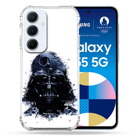 Coque Renforcé Pour Samsung Galaxy A55 5G Star Wars - Dark Vador Blanc