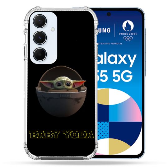 Coque Renforcé Pour Samsung Galaxy A55 5G Star Wars - Yoda bebe noir