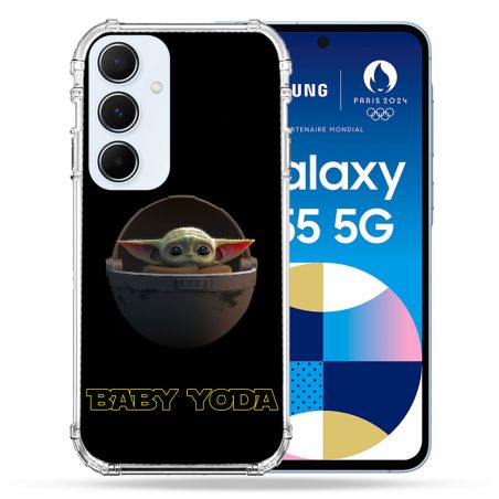 Coque Renforcé Pour Samsung Galaxy A55 5G Star Wars - Yoda bebe noir