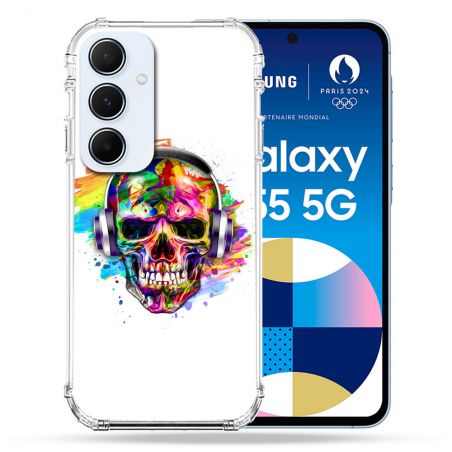 Coque Renforcé Pour Samsung Galaxy A55 5G Tete de Mort Tag