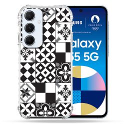 Coque Renforcé Pour Samsung Galaxy A55 5G Texture Carreau Ciment Noir