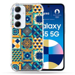 Coque Renforcé Pour Samsung Galaxy A55 5G Texture Carreau Ciment Orange