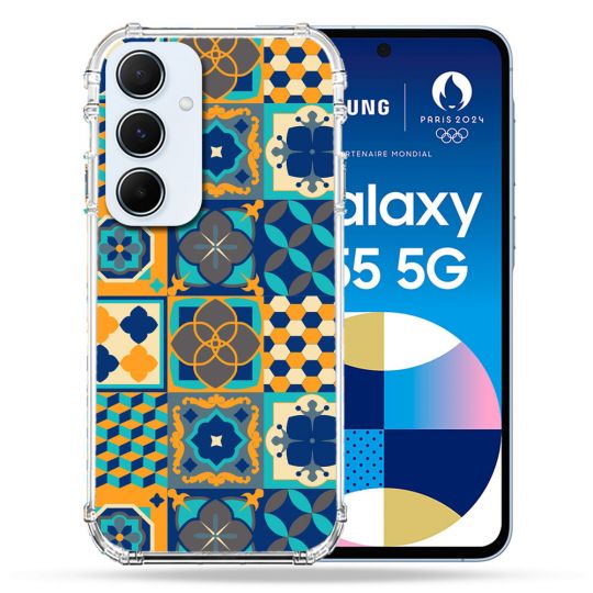 Coque Renforcé Pour Samsung Galaxy A55 5G Texture Carreau Ciment Orange