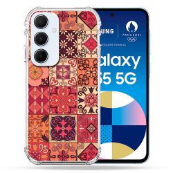 Coque Renforcé Pour Samsung Galaxy A55 5G Texture Carreau Ciment Rouge