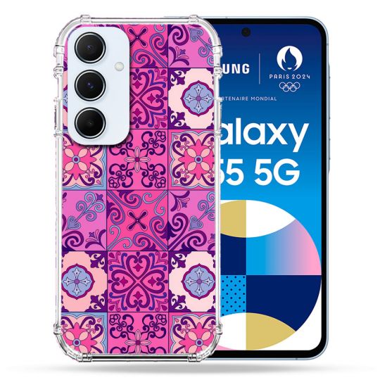 Coque Renforcé Pour Samsung Galaxy A55 5G Texture Carreau Ciment Violet