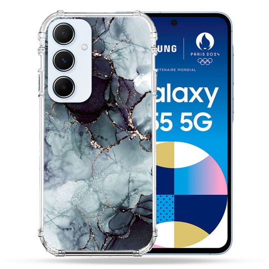 Coque Renforcé Pour Samsung Galaxy A55 5G Texture Marbre Gris