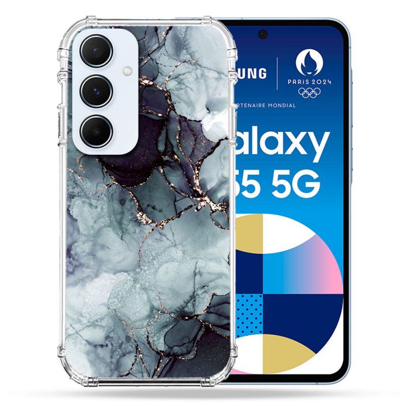 Coque Renforcé Pour Samsung Galaxy A55 5G Texture Marbre Gris