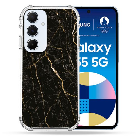Coque Renforcé Pour Samsung Galaxy A55 5G Texture Marbre Noir